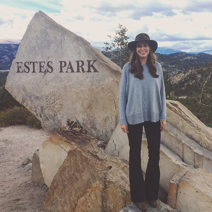 Fall Mountain Style - JBrand Flares, H&M Gray Sweater, Nordstrom Plaid Scarf, Puff Vest and Felt Hat