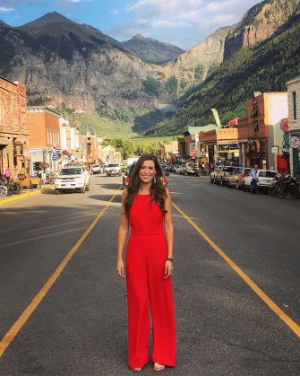 Red Black Halo Jumpsuit in Telluride, CO