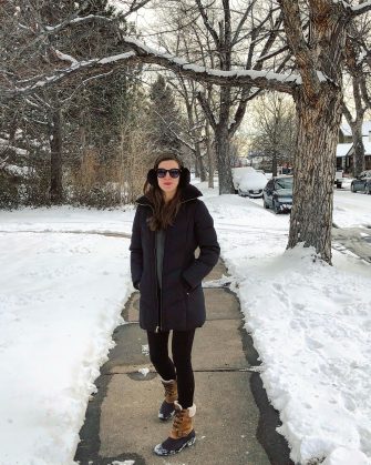 Tobi Sweater, Cole Hann Jacket, Sperry Snow boots | Blue Mountain Belle