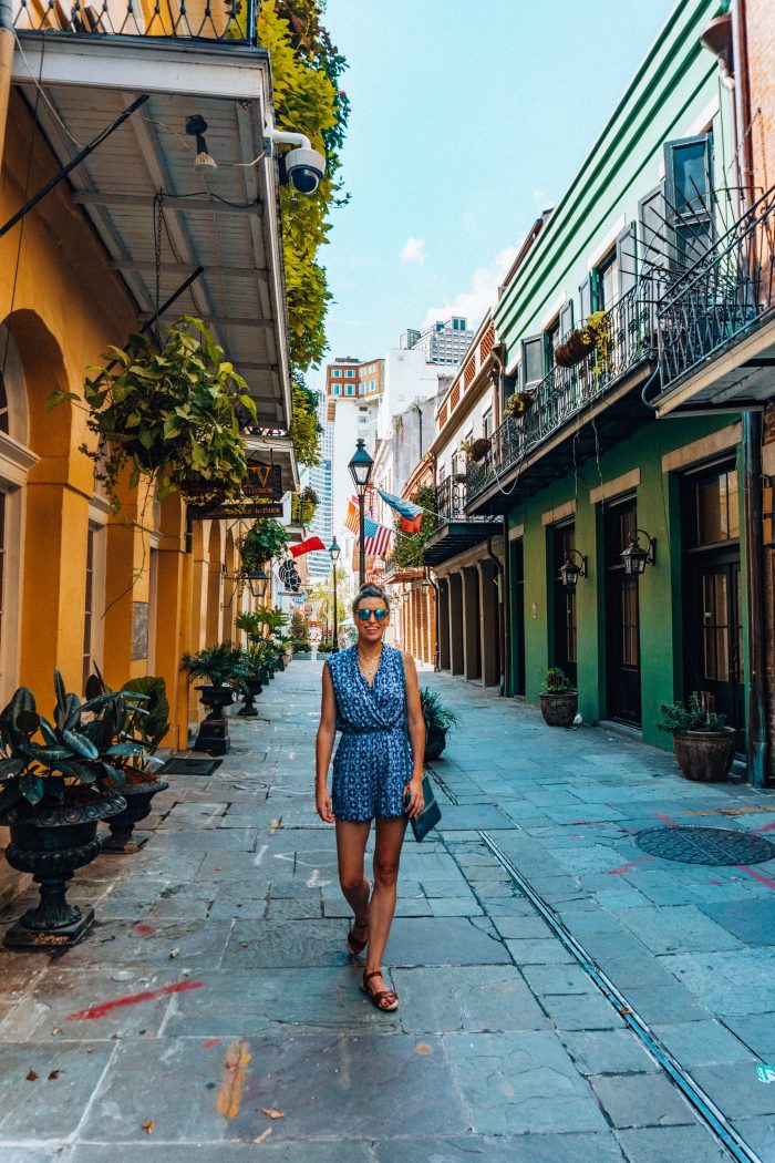 Blue Mountain Belle in a Blue Romper in New Orleans