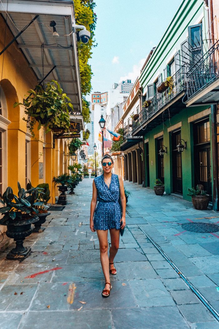 Blue Mountain Belle in a Blue Romper in New Orleans