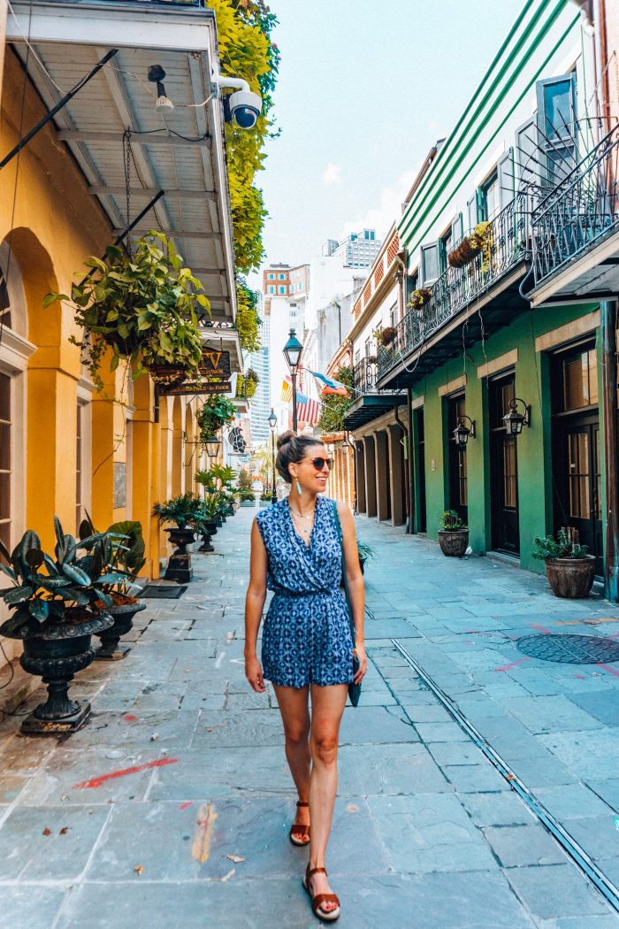 Blue Mountain Belle in a Blue Romper in New Orleans