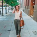 Evereve Ambassador in Green Drawstring Jogger & Yellow Stripped Tank Top