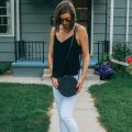 Amerii Rattan Black Bag, white jeans black tank top | Blue Mountain Belle